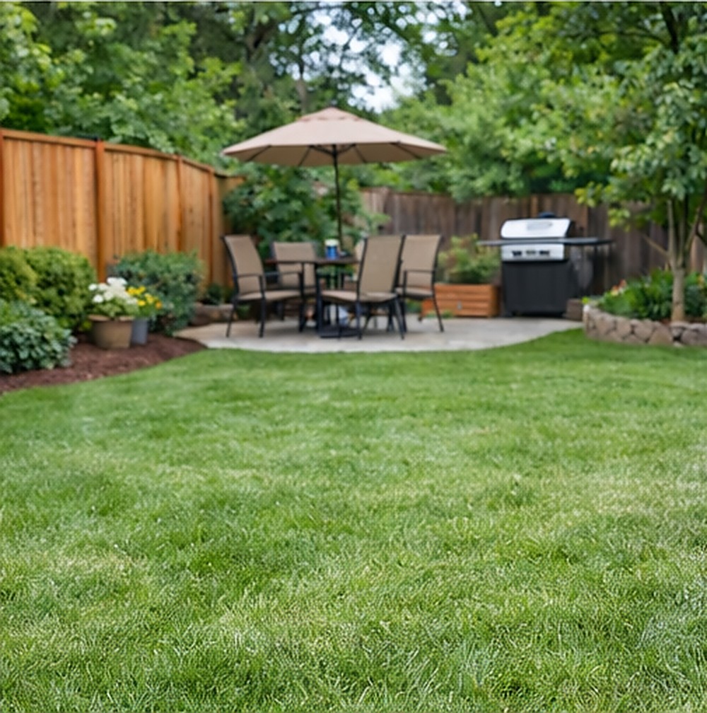 Green landscaped yard