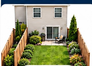 Townhome-style fenced backyard example